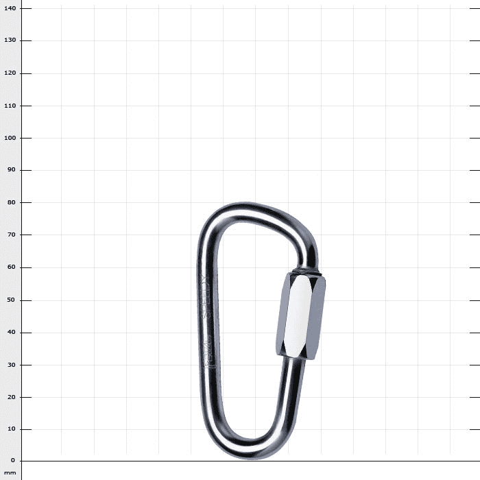 Speedy metal carabiner with screw cap and smooth surface, manufacturer's name not visible