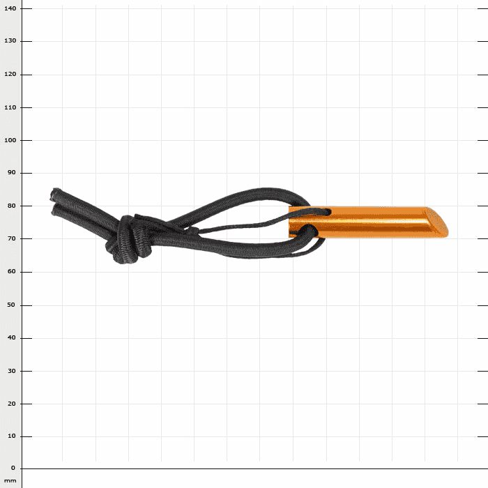 A single orange Rope Pin 10 with black loop on a checkered background