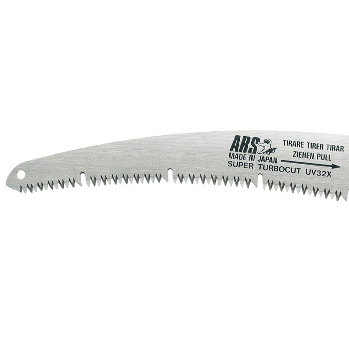 Super TurboCut saw blade from ARS, silver metal with serrated edge and black lettering, made in Japan