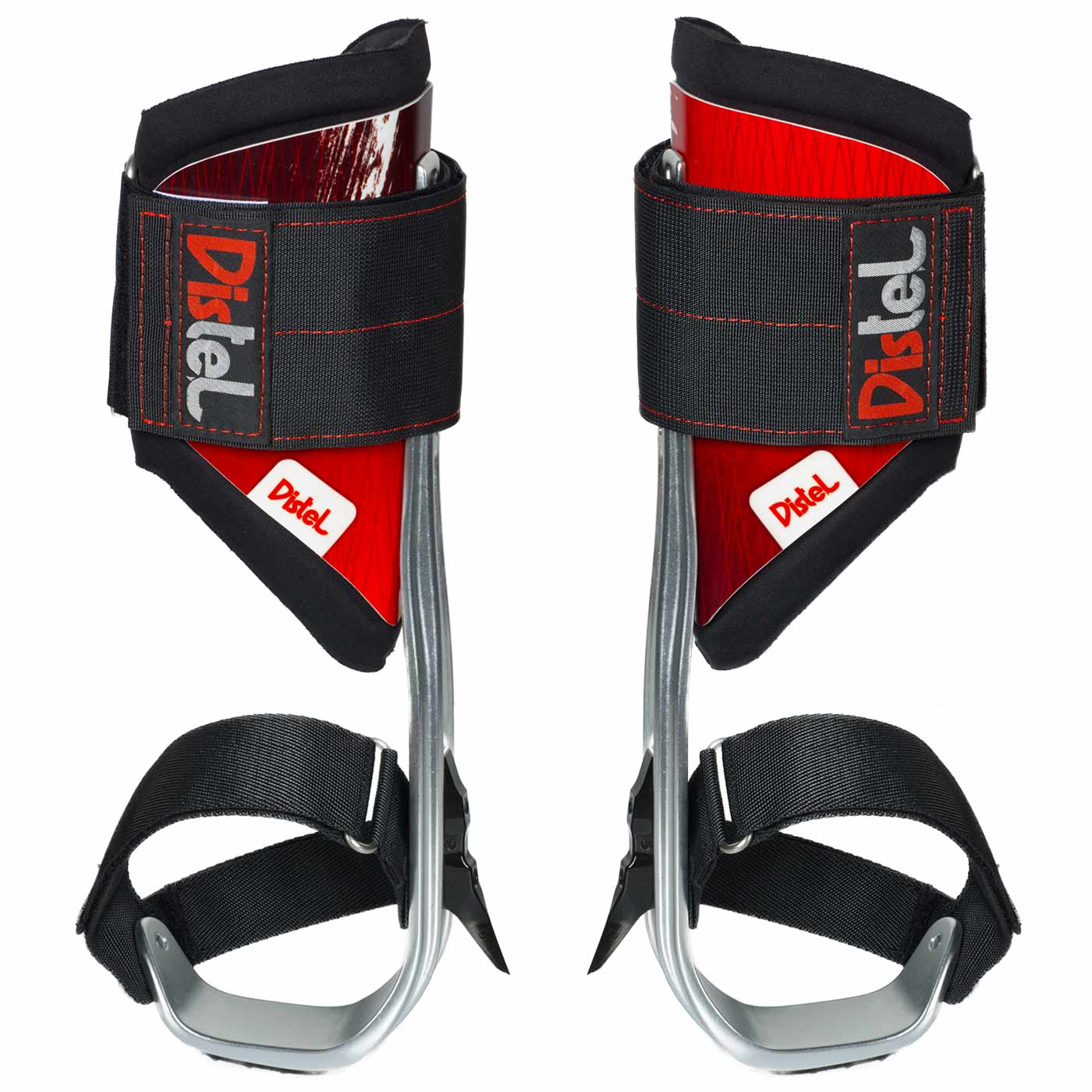 Distel Alu PLUS Velcro by Distel, Pair of Aluminum Spurs with Black Velcro and Red Pads