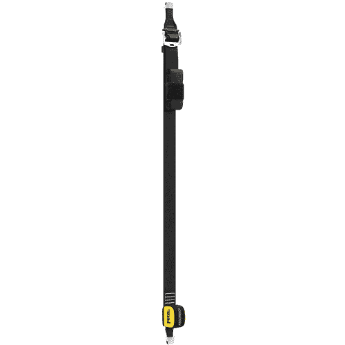 Absorbica-I Vario by Petzl, black ribbon with yellow label and silver metal buckle