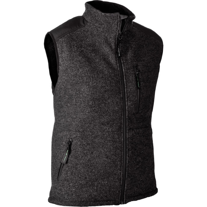 Wooltec Gilet, Grey Sleeveless Vest with Zipper and Black Shoulders