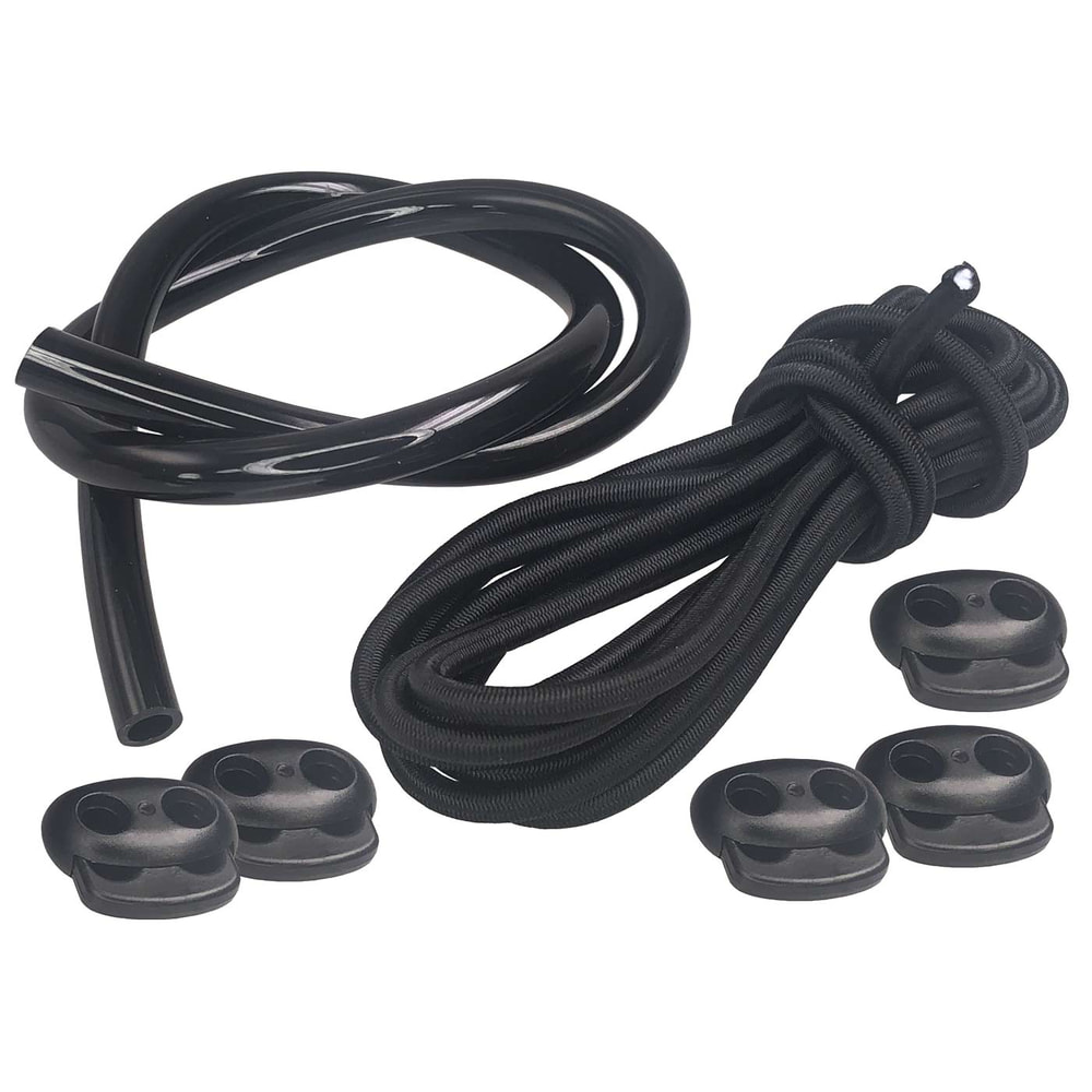 treeMOTION gear loops with black rubber hose, black cord and five black clamps