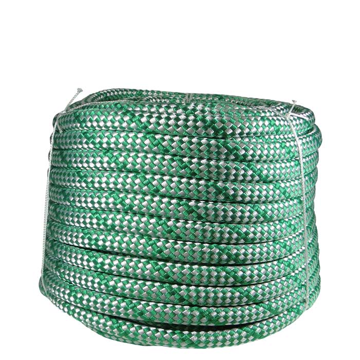 Sirius Bull Rope 18 by Sirius Coiled Green and White Braided Rope on White Background