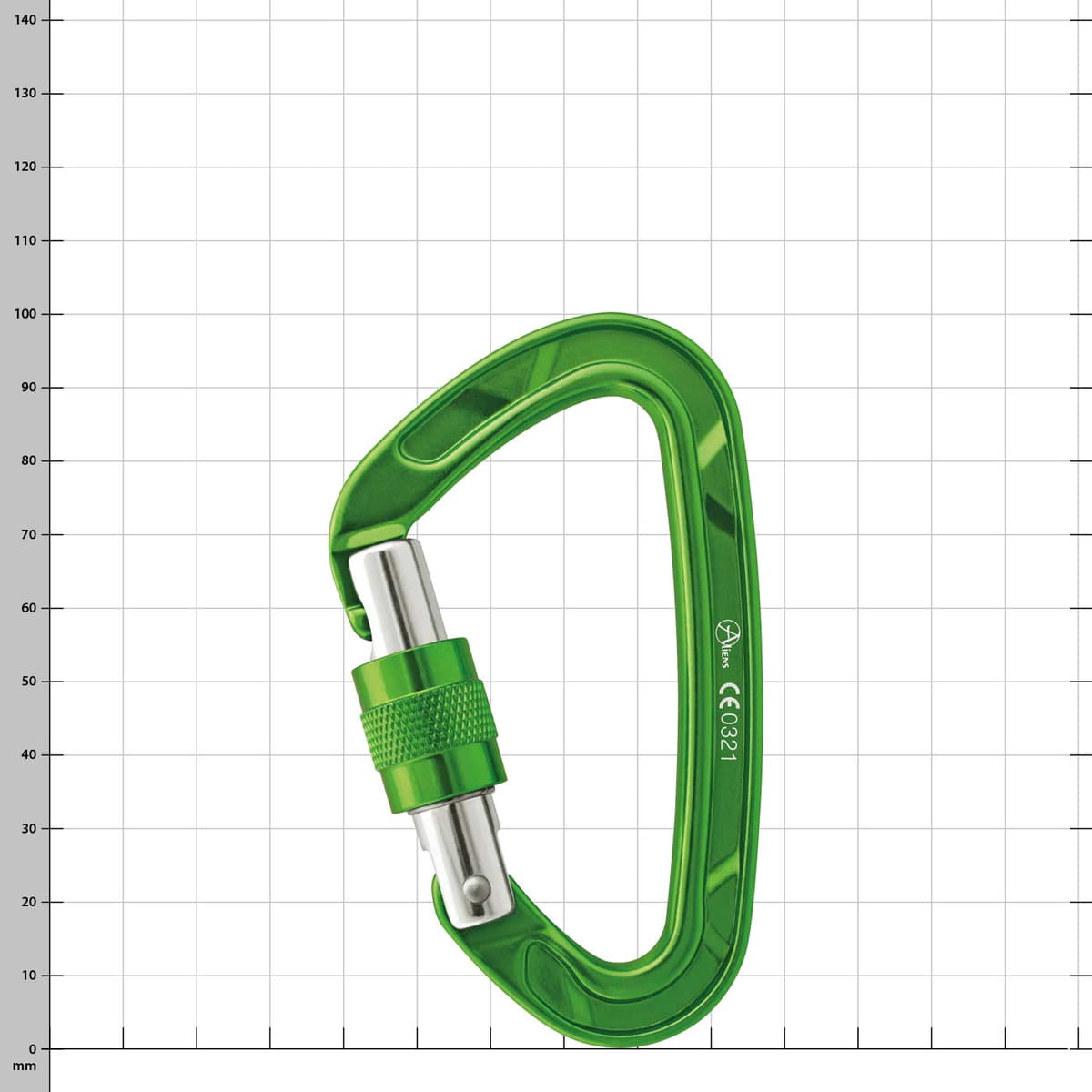 Alu Classic D Screw Carabiner in Green with Screw Lock