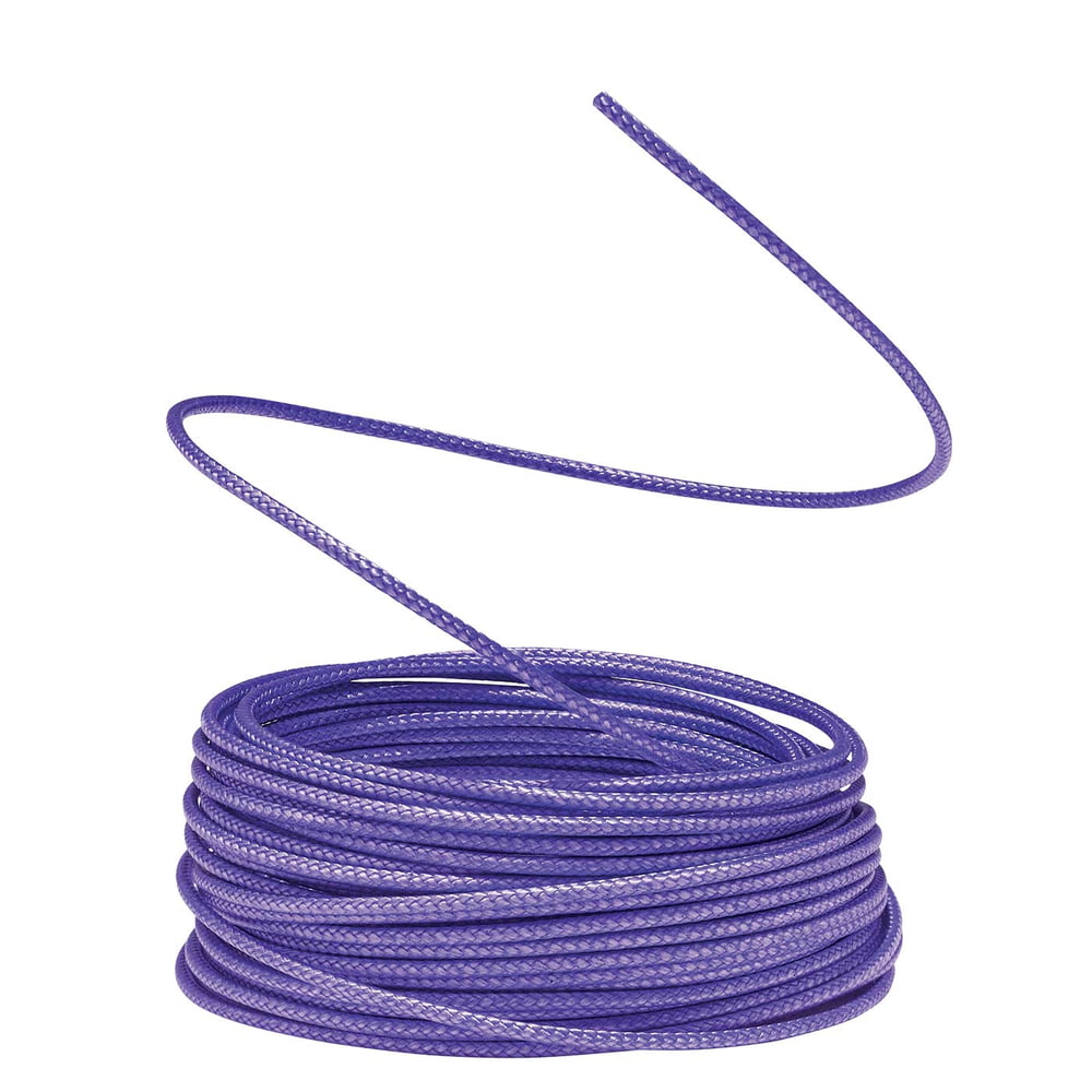 Sushi purple, round rope, rolled up with a loose end.