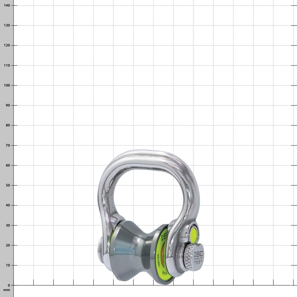 Ultra Link Large by ISC, silver shackle with grey, double pulley attachment and yellow marked button