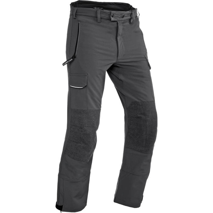 Globe work trousers in grey with black knee pads and several pockets