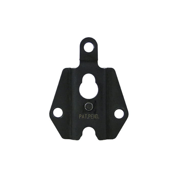 Quickstep Plate black metal plate with three mounting holes and inscription "PAT. PEND."