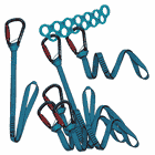 Speedline Lite Kit 26" with several blue webbing slings, black and red carabiners and a blue belay device, manufacturer and product type not visible