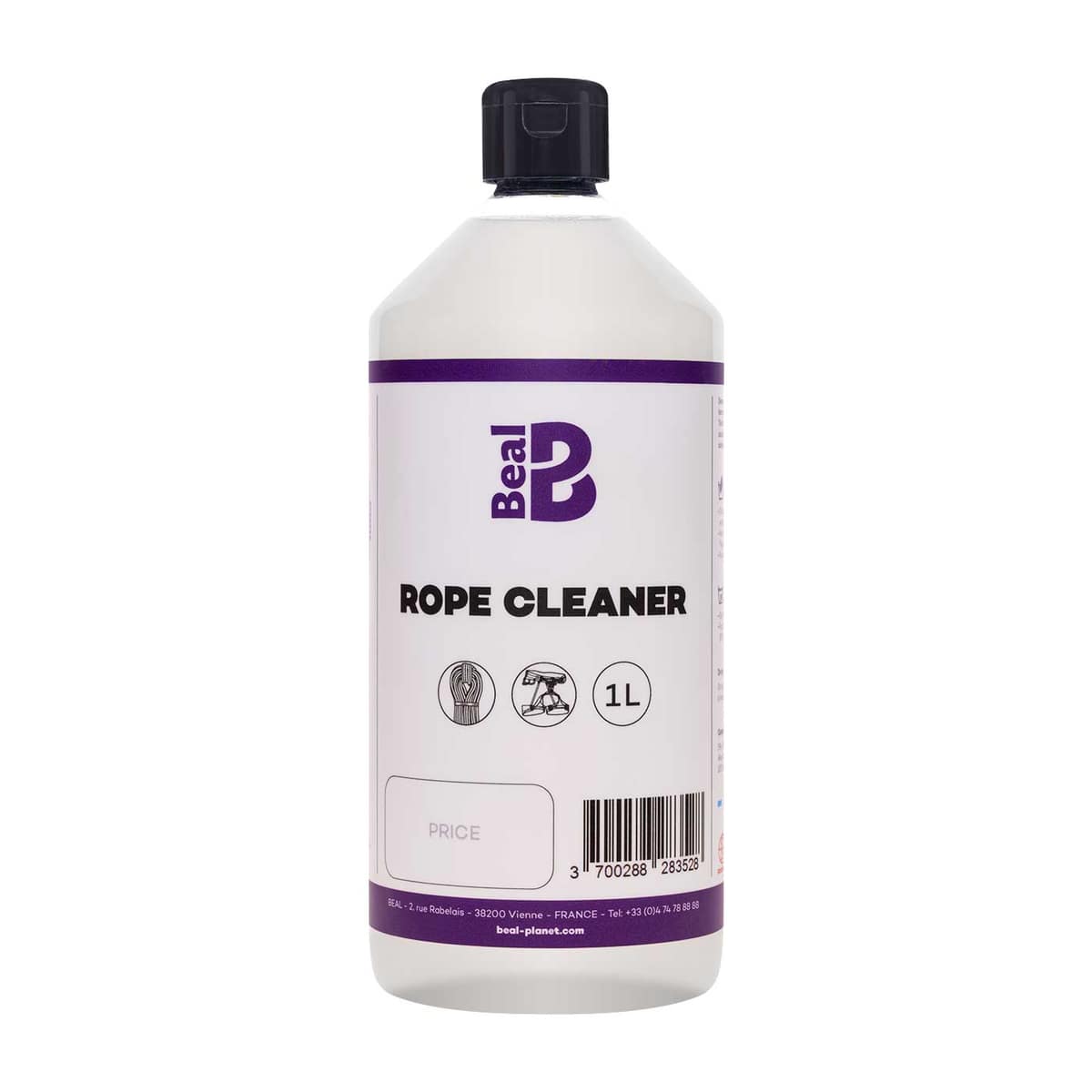 Beal Rope Cleaner bottle with black cap and white label, 1 litre capacity