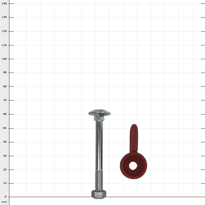 Helium Set Joint Closure with a Silver Screw with Nut and a Red Plastic Part with Round Hole