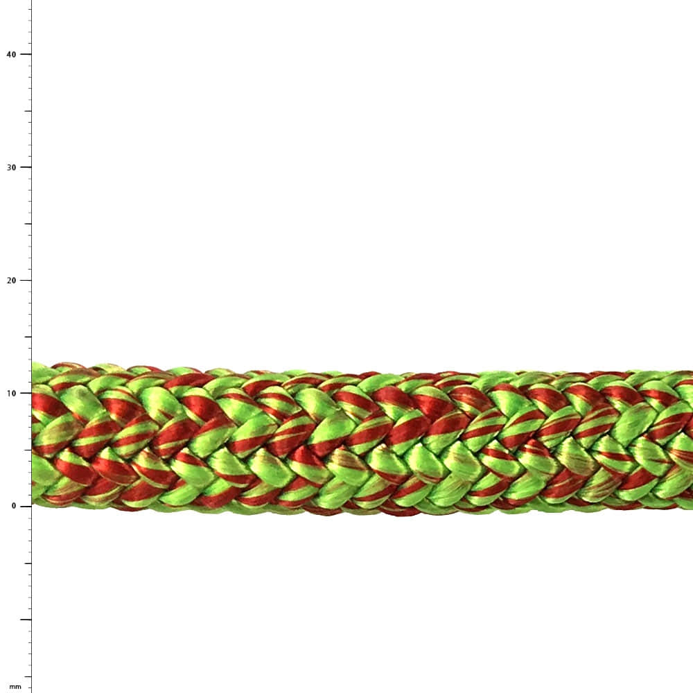 Lignum rope in green and red braided look on white background