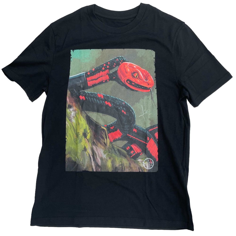 Black ART Snake Shirt with large, colored snake design on the front, manufacturer ART