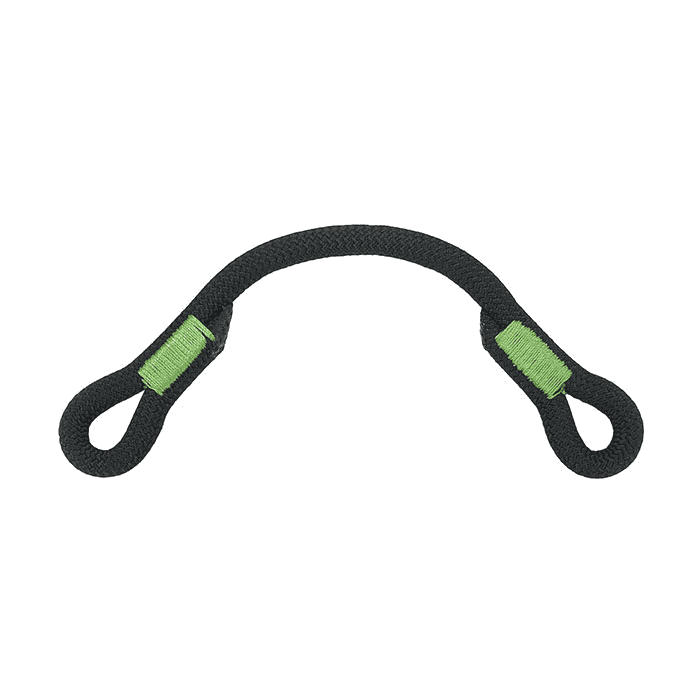 Treewor grab bar, a single black loop with green stitching, slightly larger than the previous one