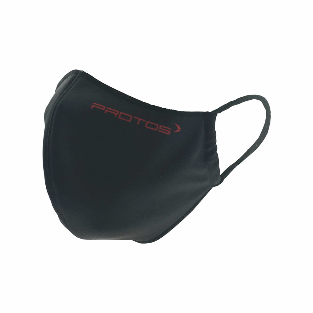 PFANNER® reversible mask black with red PROTOS logo and black elastic band