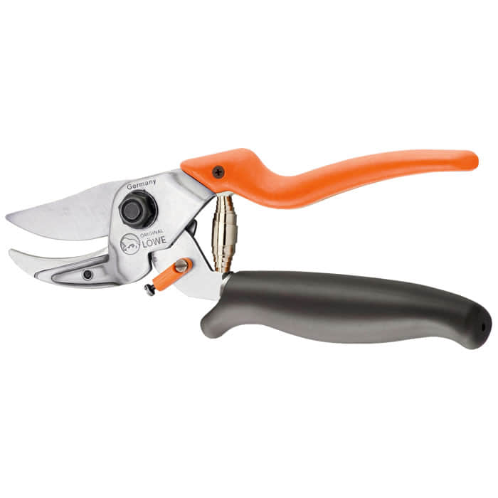 Anvil 8.109 Pruning Shears with Orange-Black Handle and Silver Blade, Manufacturer Original Löwe, Germany