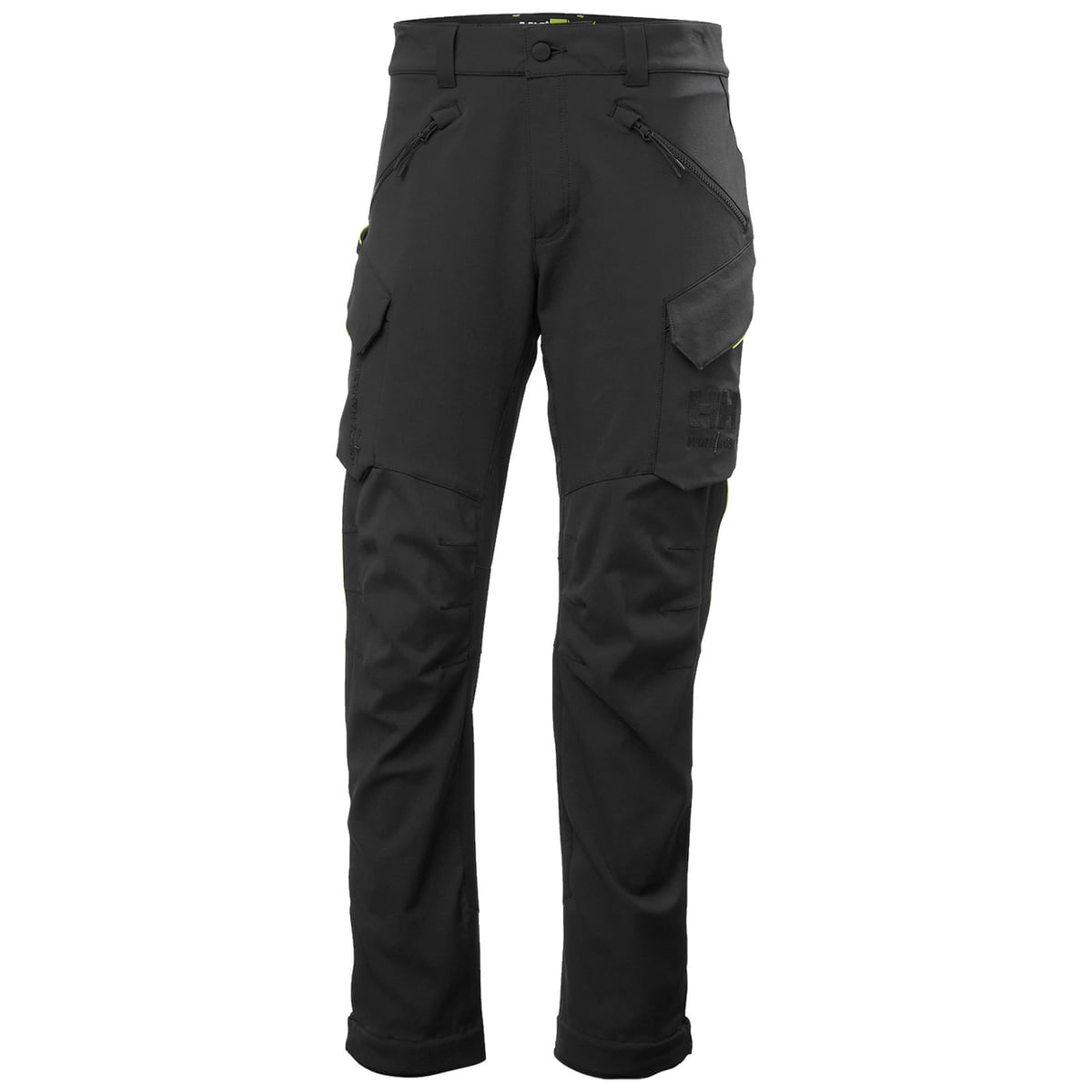 Magni Evolution cargo trousers, black work trousers with zippered front pockets and patch pockets on the sides