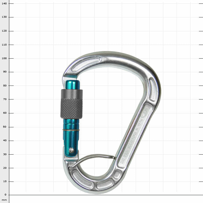 Cevedale Screw carabiner with closed screw cap in silver and blue