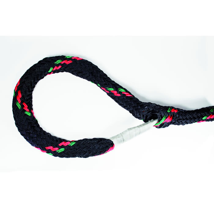 ArboLine 2 t rope with red and green accents, shaped into a large loop and fixed in one place with white tape