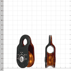 Impel pulley with red and black housing and orange roller, manufacturer's name not visible, front and side view