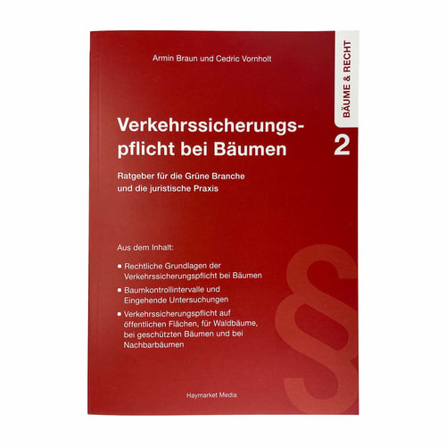 Traffic safety obligation for trees by Armin Braun and Cedric Vornholt, red book with white lettering and details of the contents, Haymarket Media
