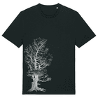 Stone Pine Tree T-shirt in black with white tree design on the front