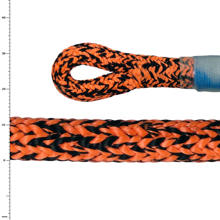 Imori braided rope in orange and black with a loop at the end