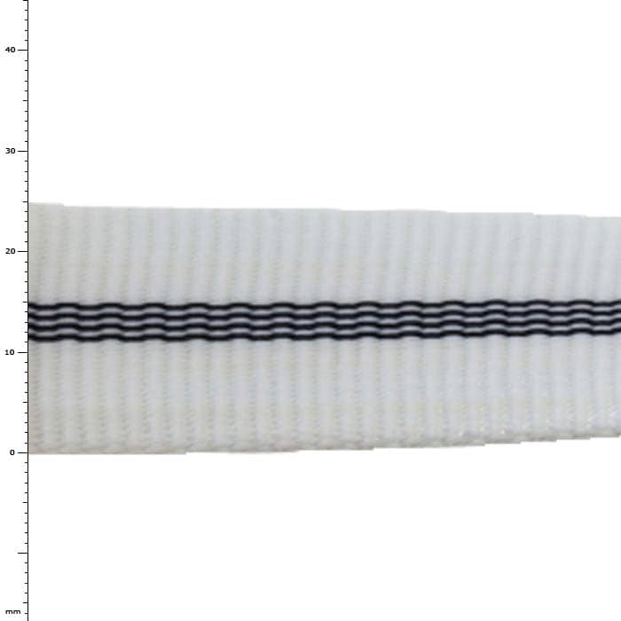 X-Tube white ribbed ribbon with three black stripes in the middle