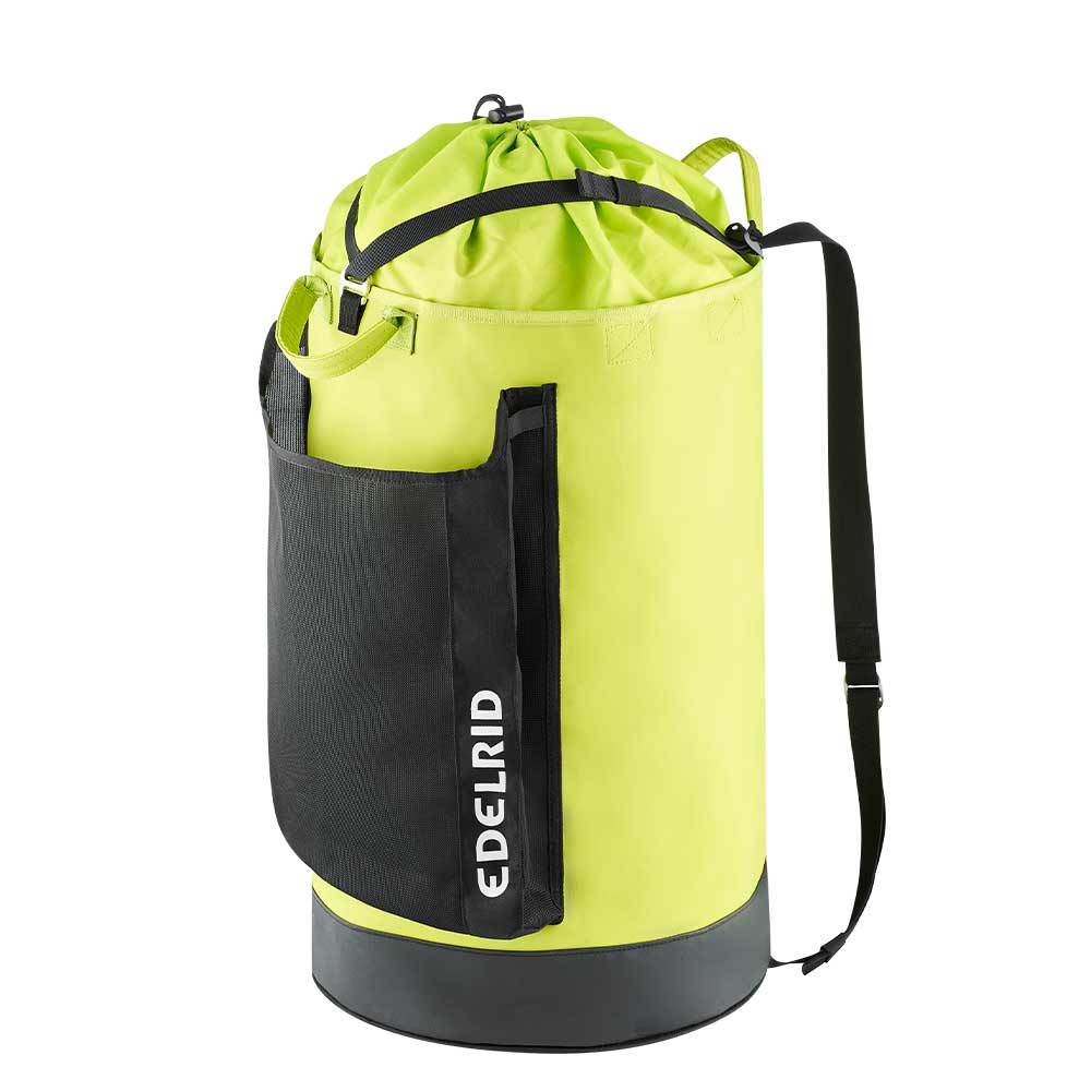 Cask 55 Climbing Backpack in Light Green with Black Outer Pocket and Adjustable Shoulder Strap