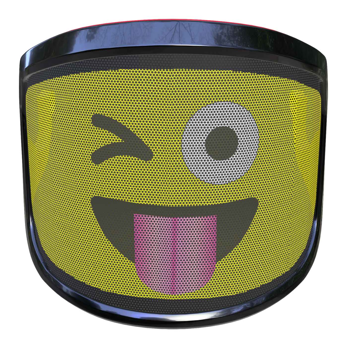 PROTOS® Arbormoji visor with yellow face winking and sticking out the tongue, black rim
