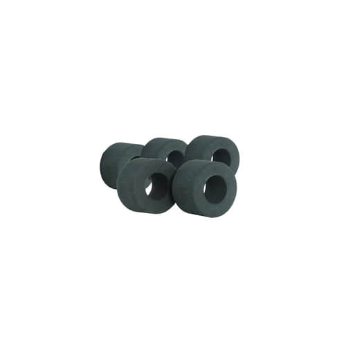 SpiderJack Rubber Fixator, Five Black Rubber Rings with Hole in the Center on White Background