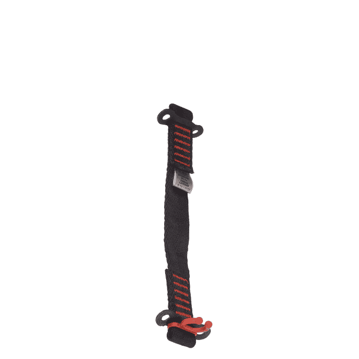 Goblin Lanyard 26, black ribbon with red stitching and red plastic hook