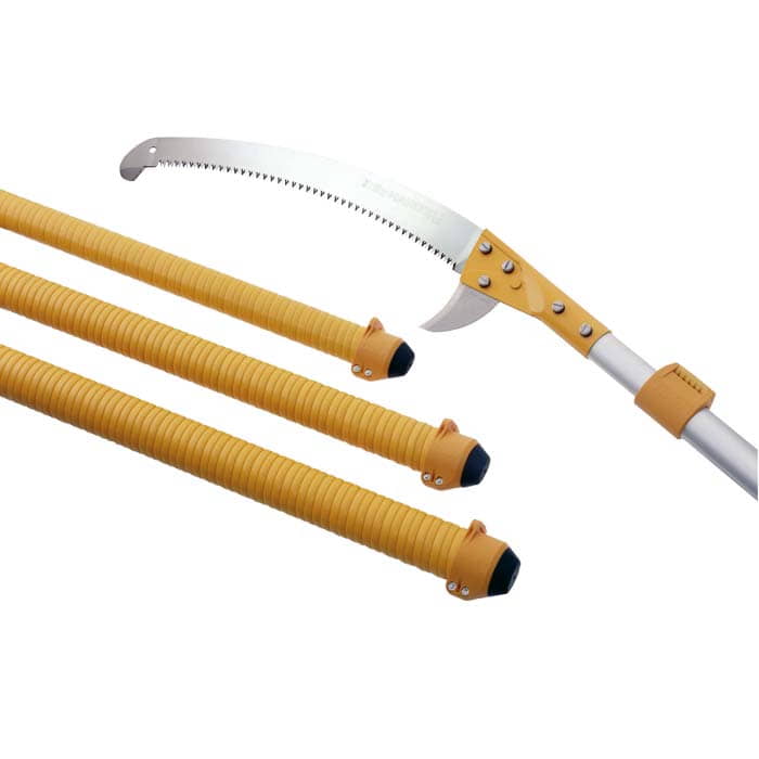 Hayate 500 Telescopic Saw with Yellow Handle and Three Yellow Telescopic Rods with Black Tip