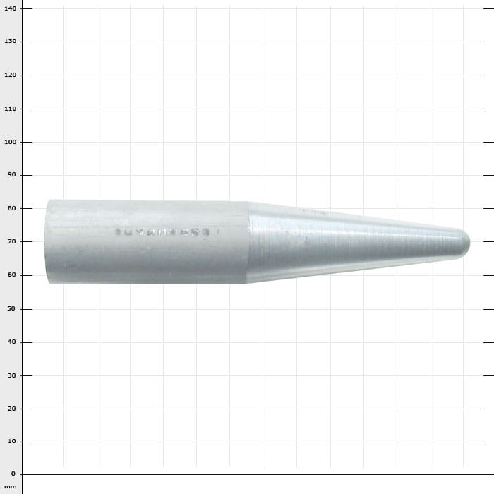 Splice awl 28 XL, a silver, cone-shaped metal tool with a smooth surface and a slightly rounded tip, without visible manufacturer name