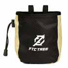 SRT Bag by FTC Tree in black with beige side stripe and white logo on the front, with two loops at the top and drawstring on the left