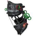 Kinisi Pro climbing harness with black padded waist belt, green metal rings and red buckles, left side view