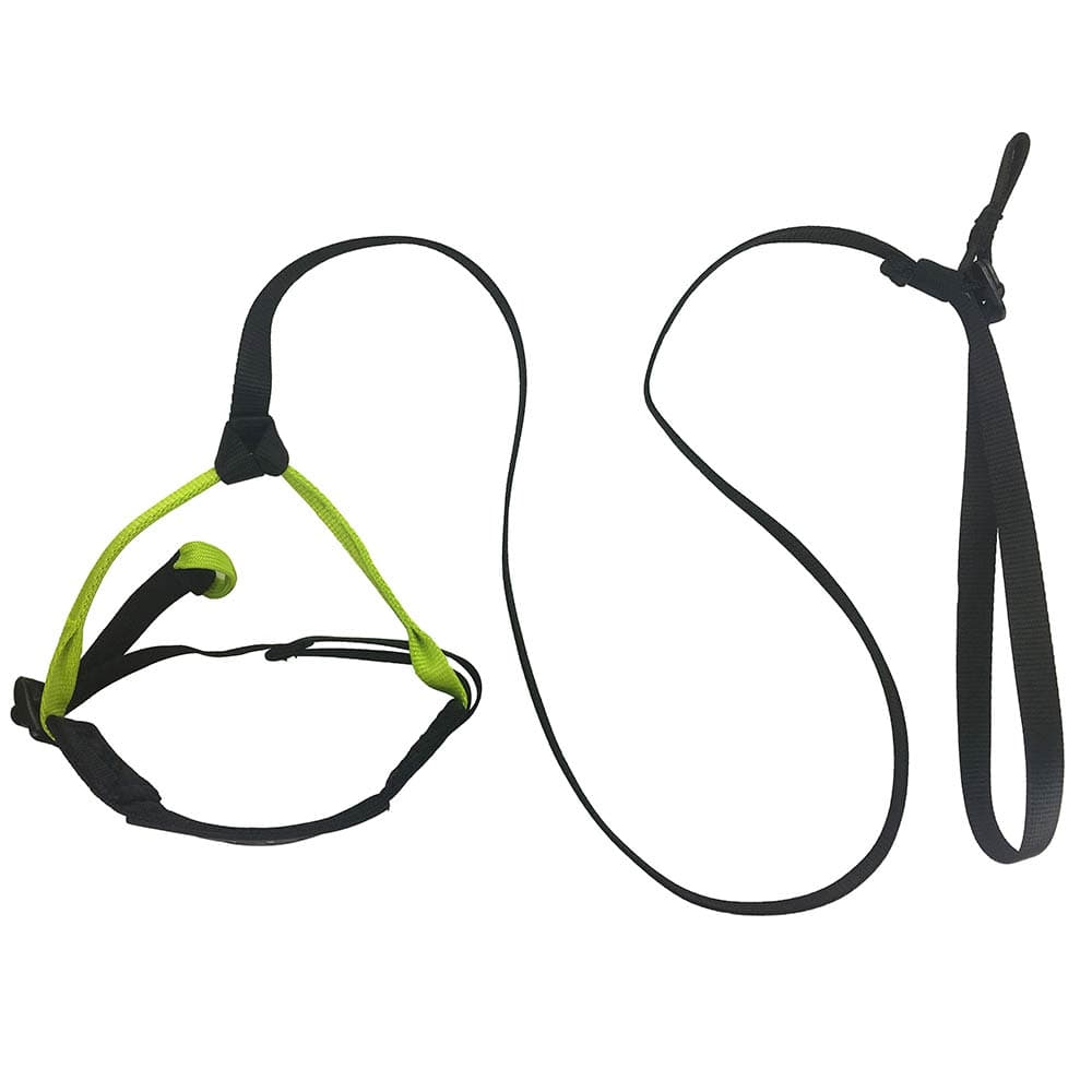 Prostep II by Edelrid, a black and yellow via ferrata set with harness, loops and carabiners, lying on a white background