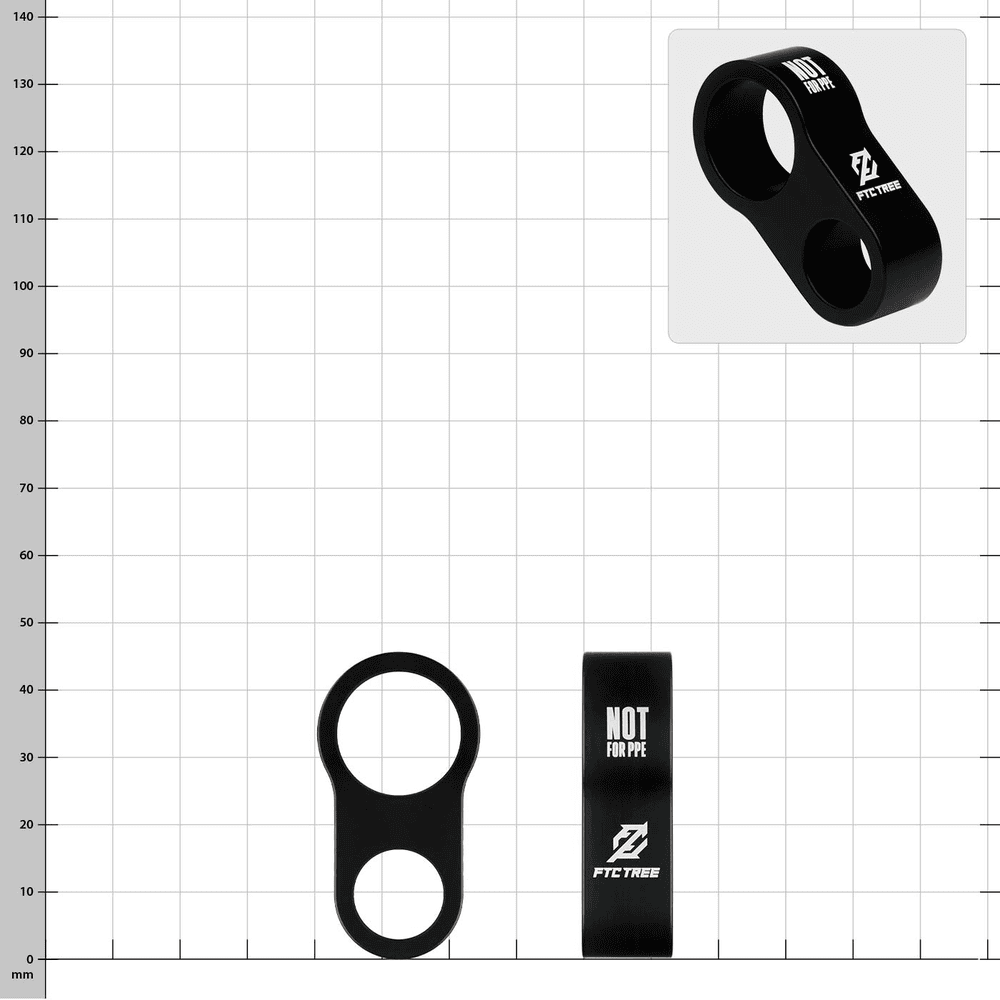 Rise-Up by FTC TREE, black metal part with two round openings and white inscription "NOT FOR PPE"