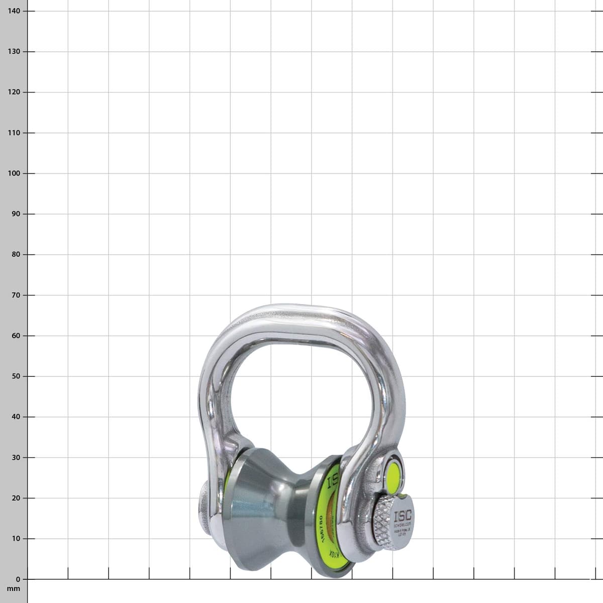 Ultra Link Large by ISC, silver shackle with grey, double pulley attachment and yellow marked button