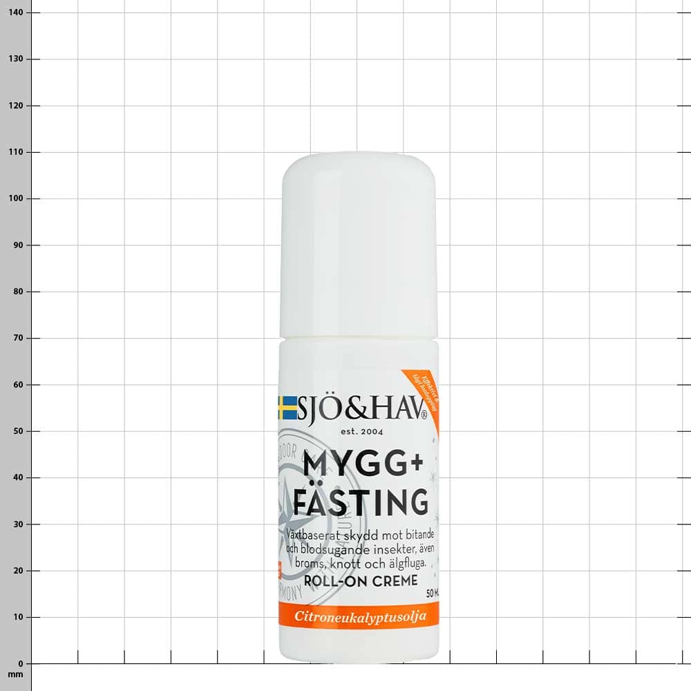 Mücke+Zecke Roll On, white roll-on bottle with inscription SJÖ&HAV MYGG+FÄSTING and orange marking