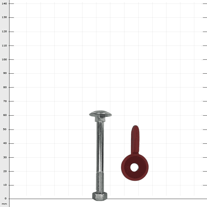 Helium Set Joint Closure with a Silver Screw with Nut and a Red Plastic Part with Round Hole