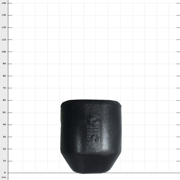 Hayauchi 630 rubber buffer, black, cylindrical with beveled bottom and embossing "AYLIS" on the surface