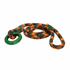 ringSLING with orange-black rope and green metal ring by Trufferberger, lying flat on white background