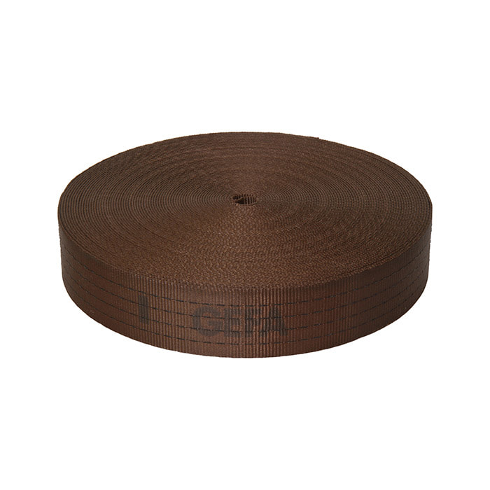 GEFA 10 t webbing XL brown rolled-up webbing with black lettering