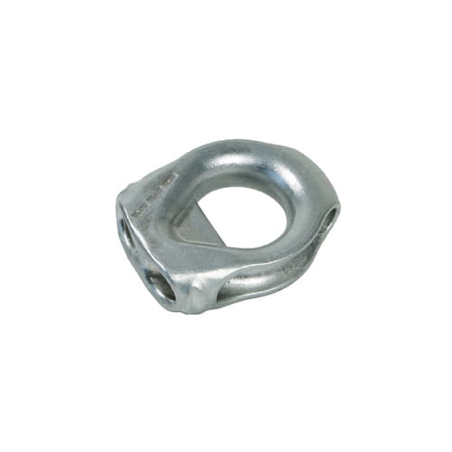 Thimble 8T, silver metal part with round hole and beveled sides