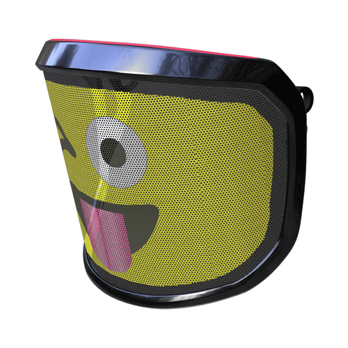PROTOS® visor Arbormoji side view with yellow face winking and sticking out the tongue, black border