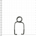 ArboRapid TK3 metal thigh feather, silver-coloured, with a round loop at the top and two parallel legs at the bottom, on a checkered background