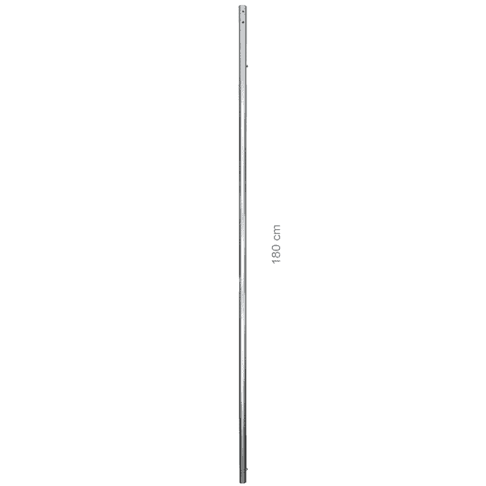 Hayate 380 pole top, a long, thin metal rod with several holes, 180 cm long