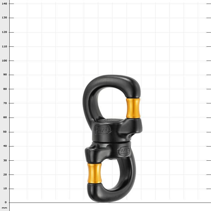 Petzl Swivel Open swivel snap hook in black with gold accents